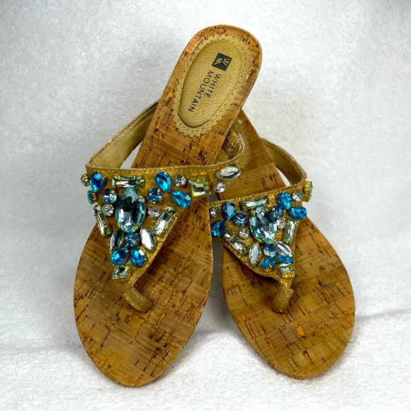 White Mountain, jeweled cork 2.5 inch wedge. - Picture 2 of 4